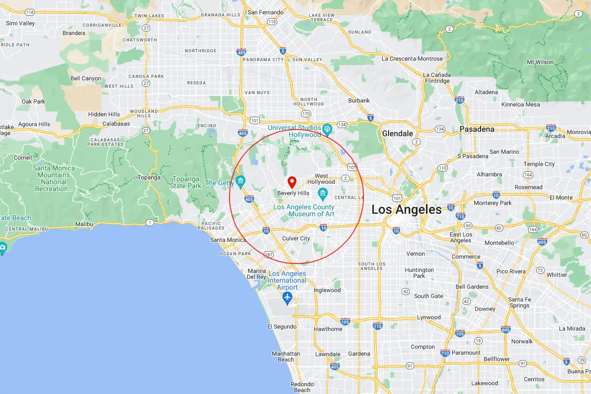 Beverly Hills, Hollywood CA Service Area Map