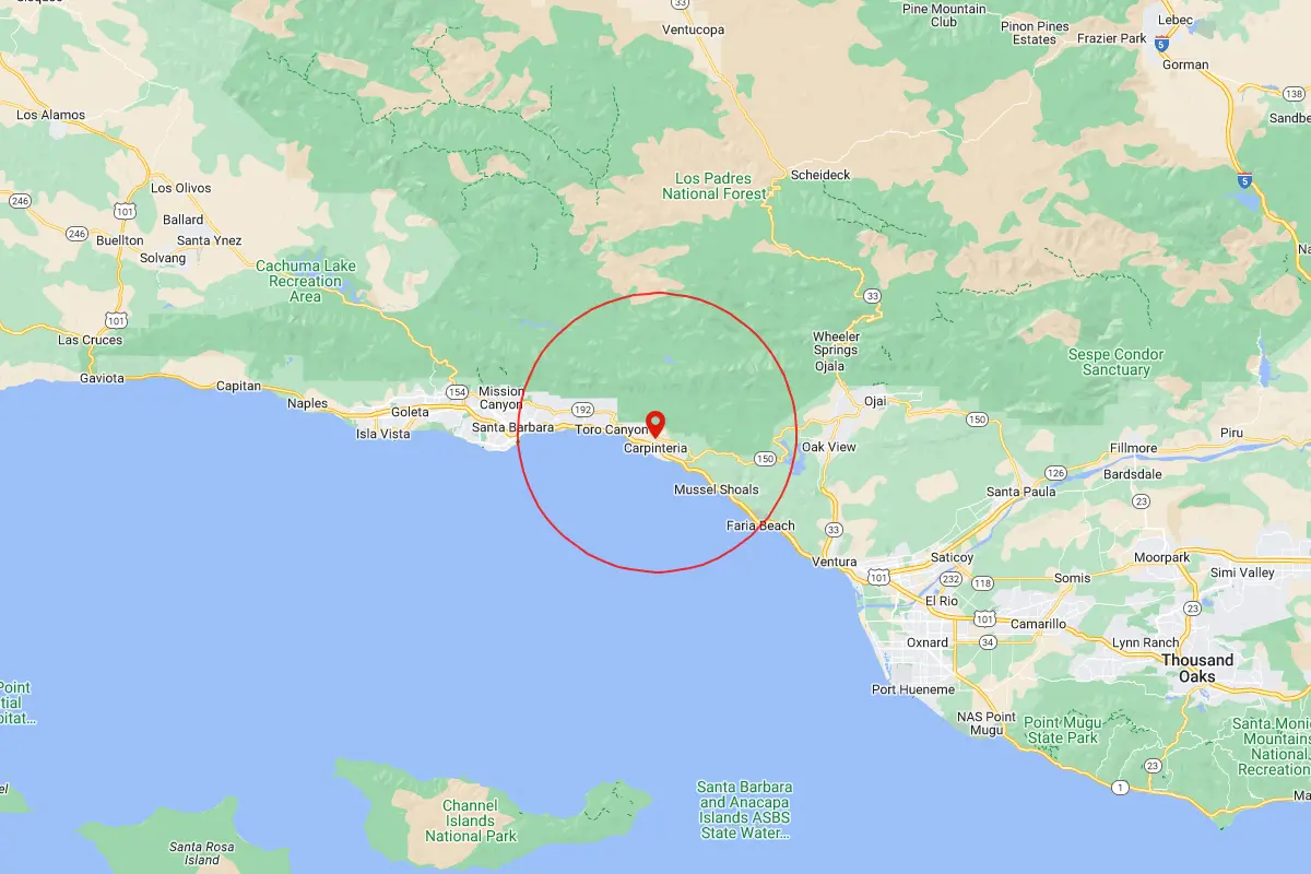 Carpinteria, Toro Canyon CA Service Area Map