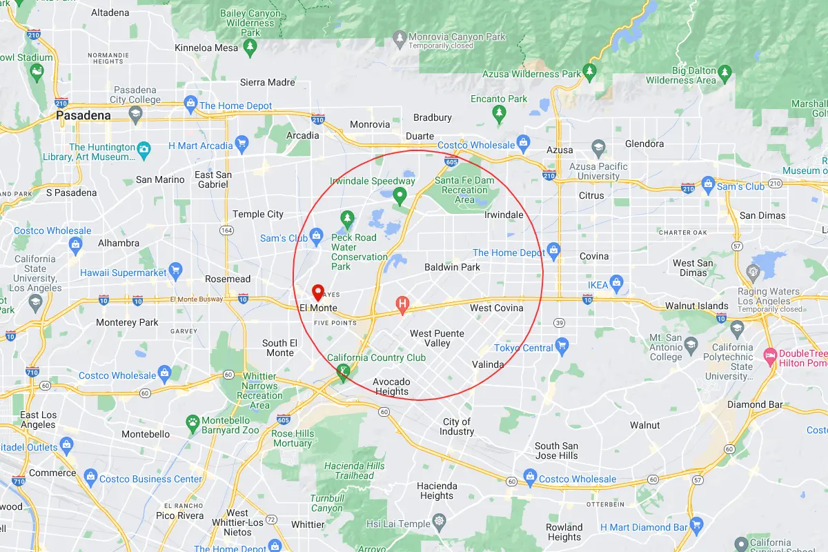 El Monte, Baldwin Park CA Service Area Map