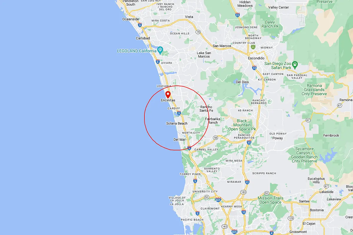 Encinitas, Solana Beach CA Service Area Map