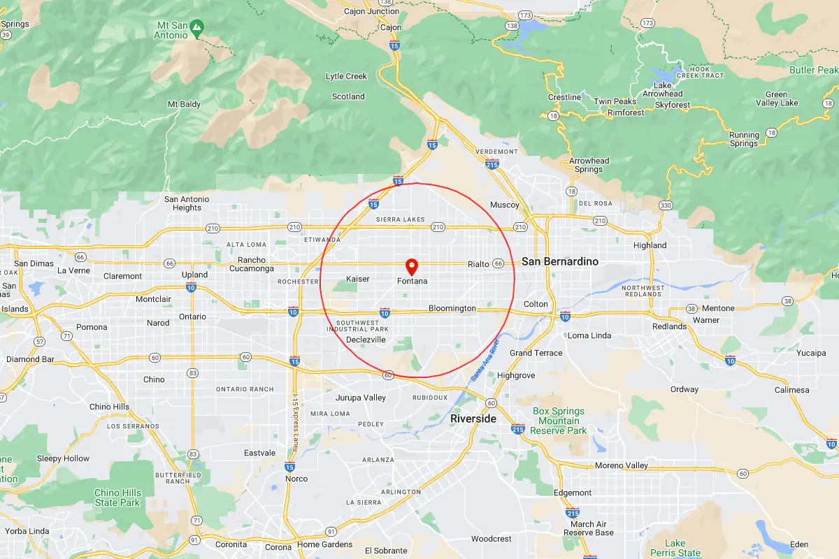 Fontana, Bloomington CA Service Area Map
