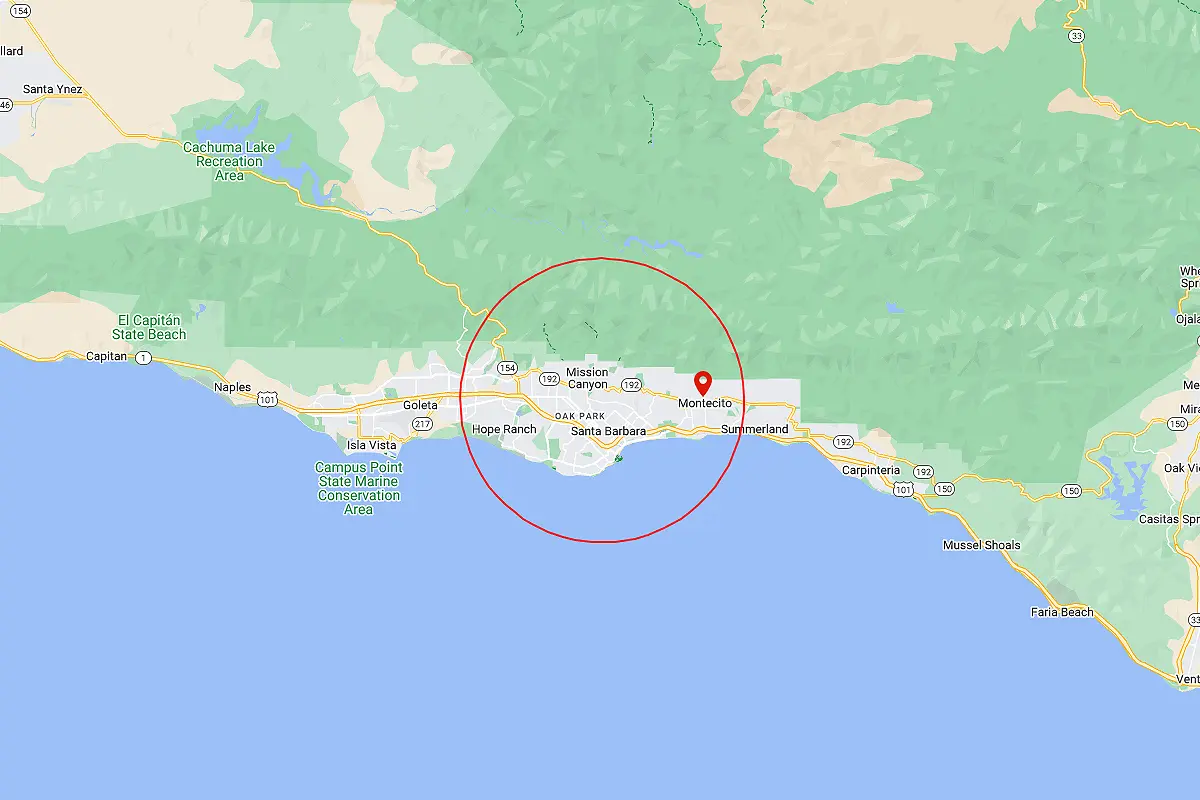Montecito, Mission Canyon CA Service Area Map