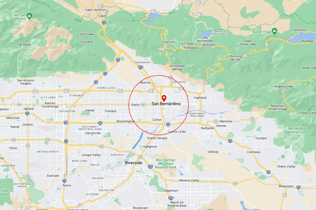San Bernardino, Rialto CA Service Area Map
