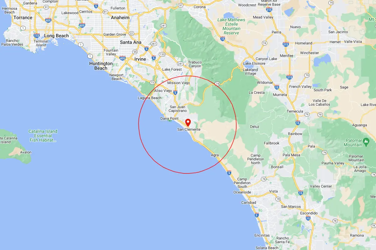 San Clemente, Dana Point CA Service Area Map