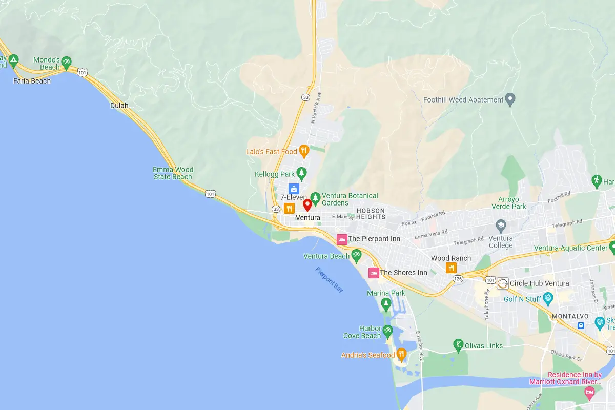 Ventura, Downtown Venture CA Service Area Map