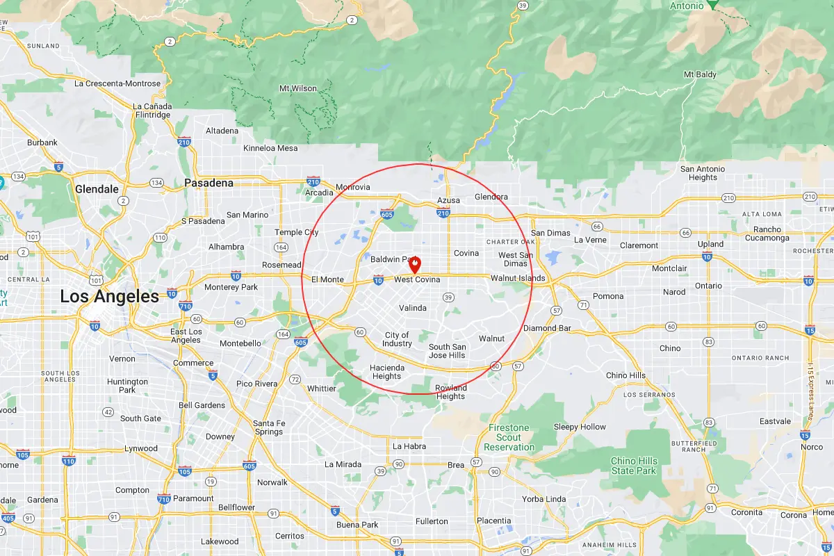 West Covina, La Puente CA Service Area Map